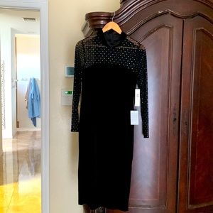 Eliza J velvet and netting evening dress